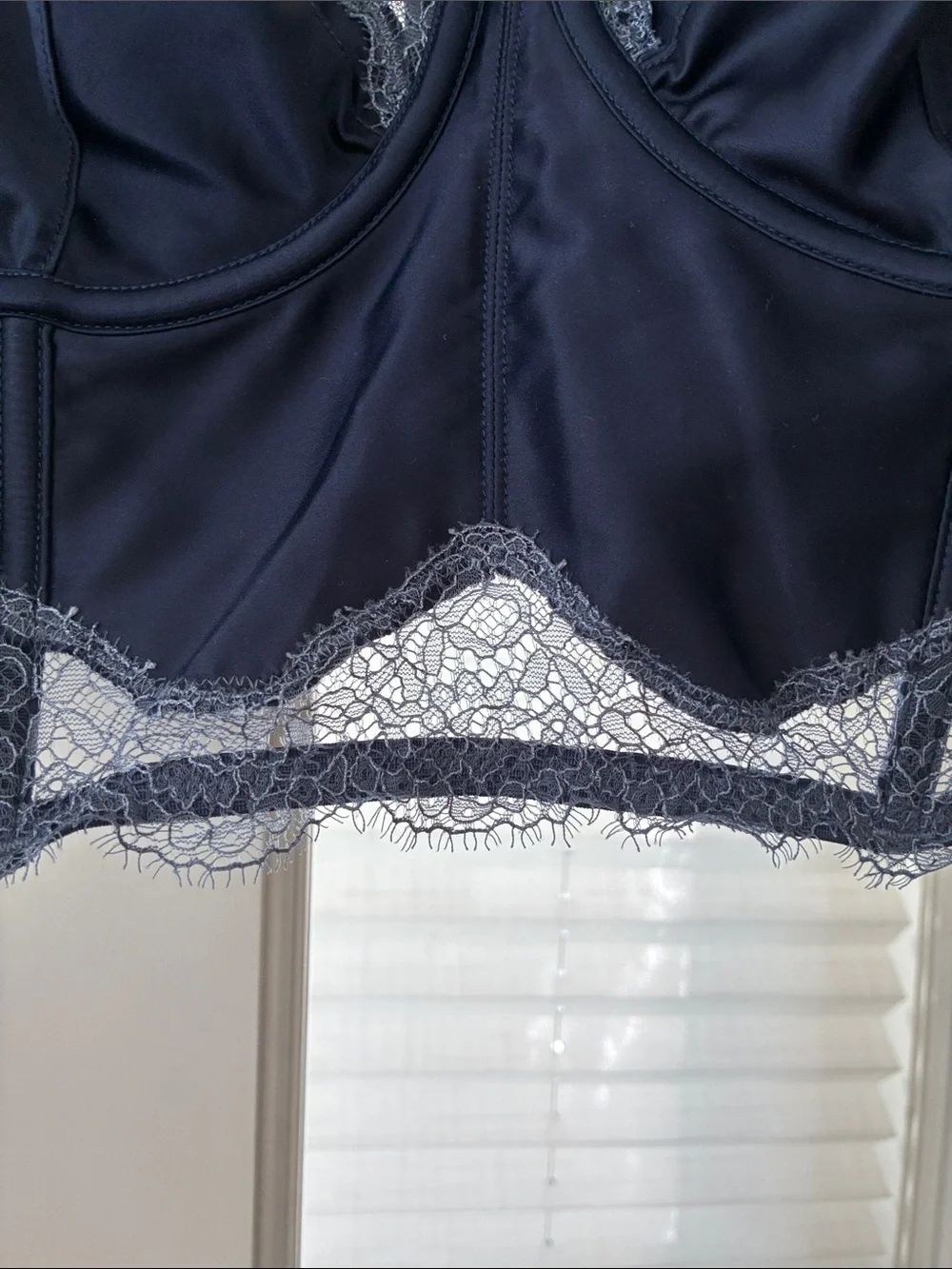 Victoria's Secret Navy Longline Lace-Trim Bra